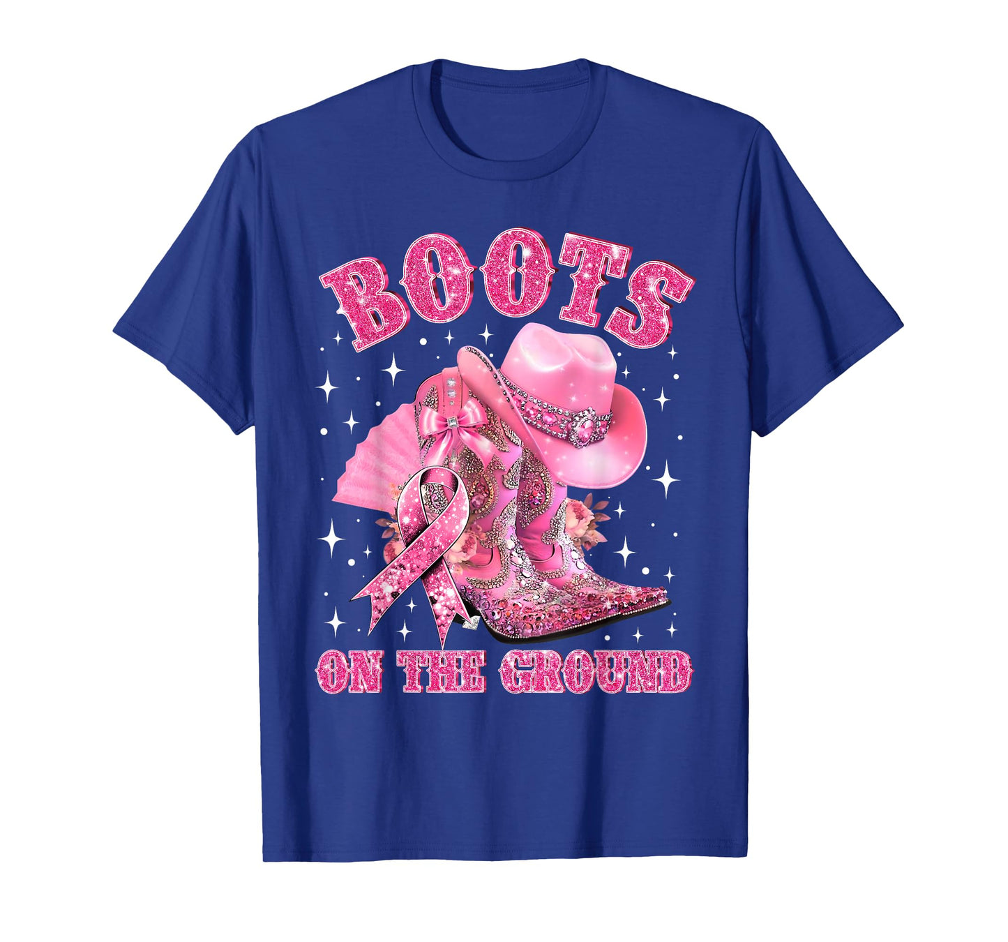 Boots On The Ground Cowgirl Western Breast Cancer Awareness T-Shirt