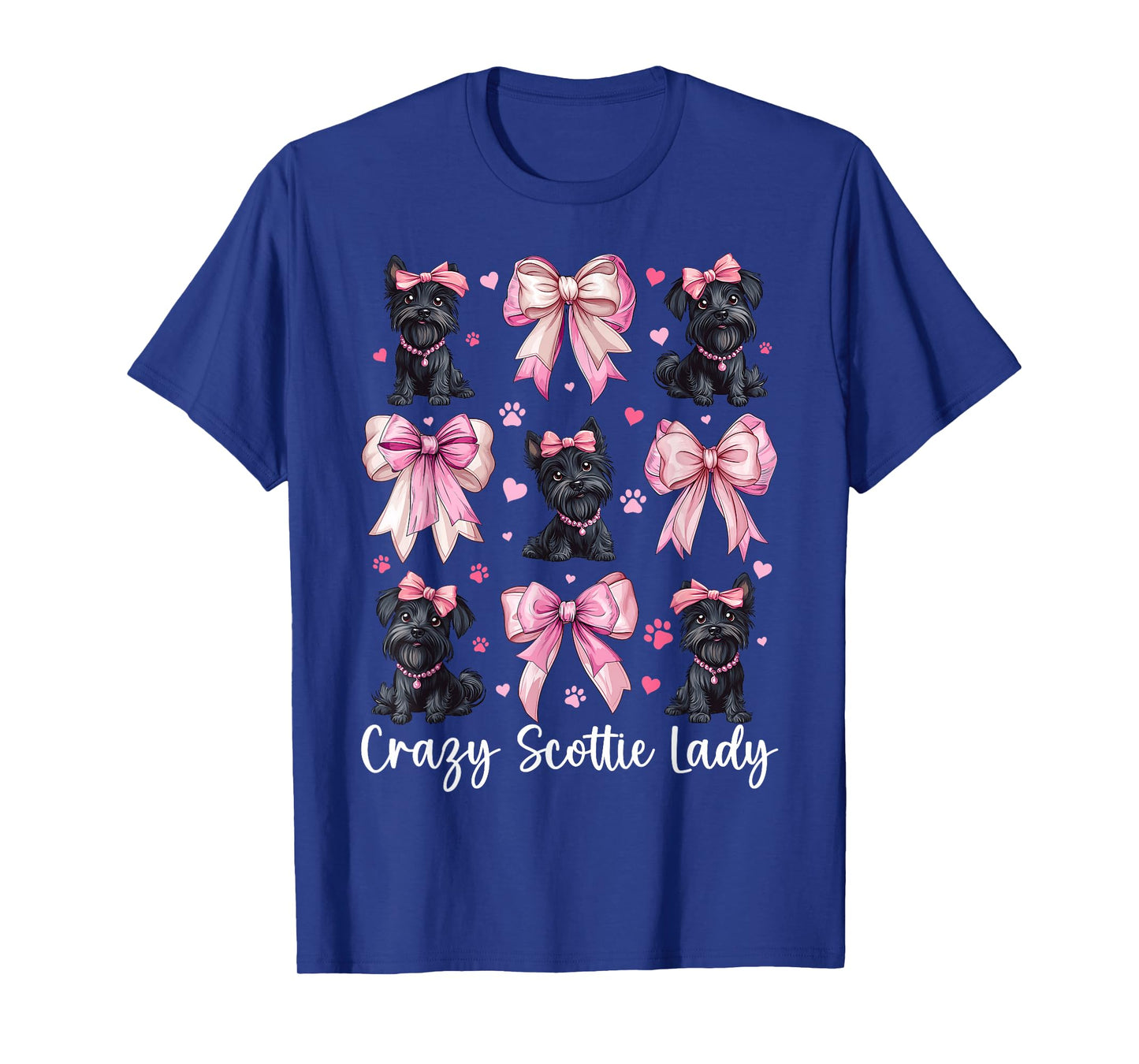 Crazy Scottie Lady Scottish Terrier Dog Coquette Bow T-Shirt