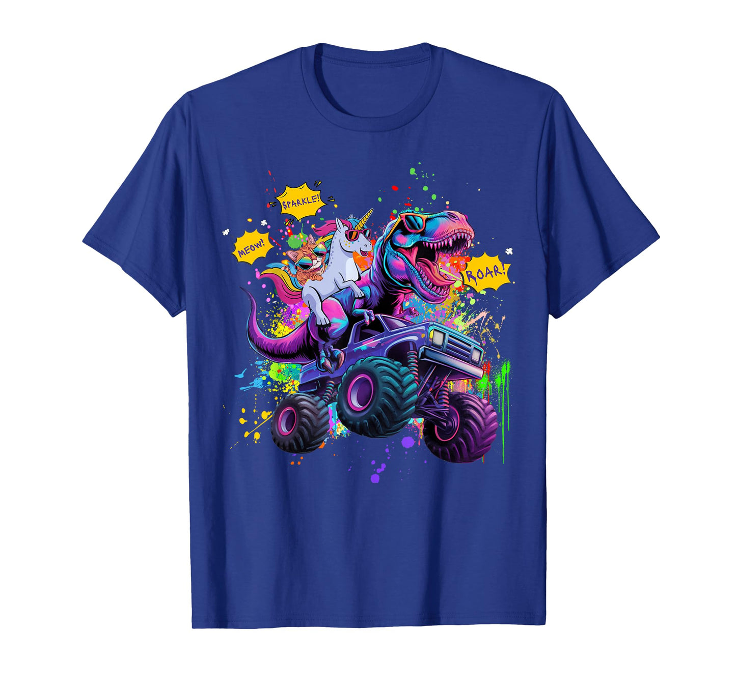Cat Unicorn Riding Dinosaur T-Shirt