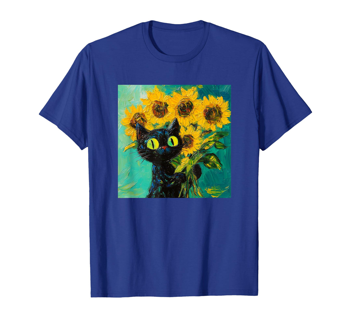 Funny Style Van Gogh Sunflowers Women Men Girl Boy Cat T-Shirt