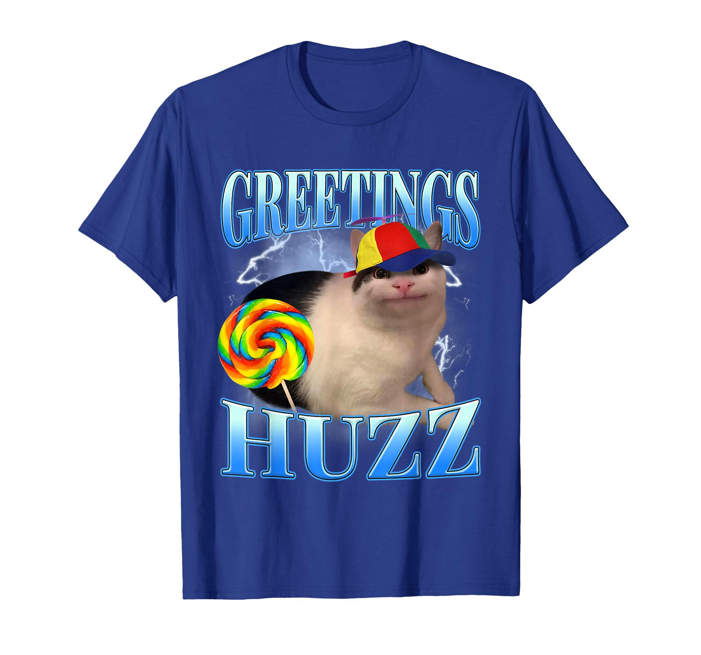 Lollipop Cat Meme Greetings Huzz Funny Gen Z Alpha Humor T-Shirt