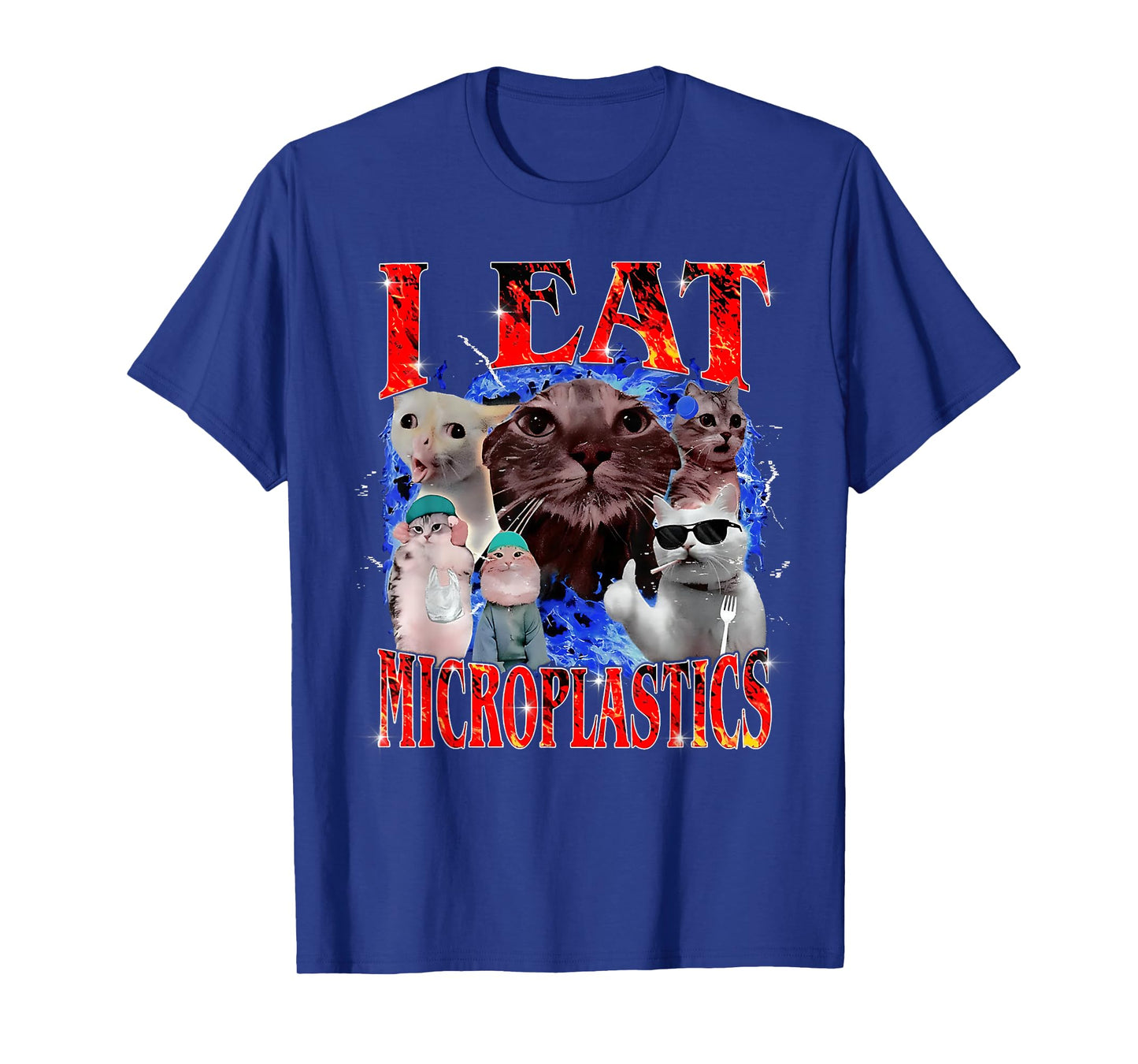 I Eat Microplastics Funny Cat Meme Bootleg for Men Women T-Shirt