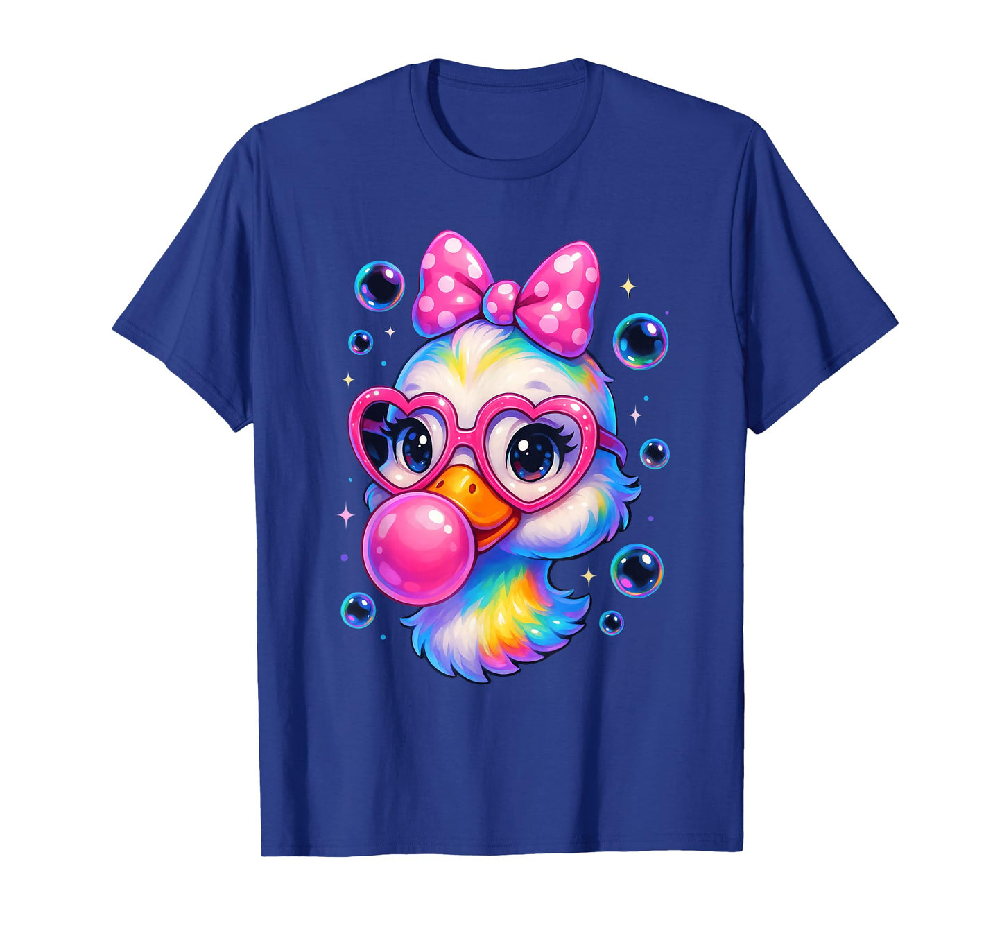 Cool Rainbow Duck Sunglasses Bubblegum Cute Duck Girls T-Shirt