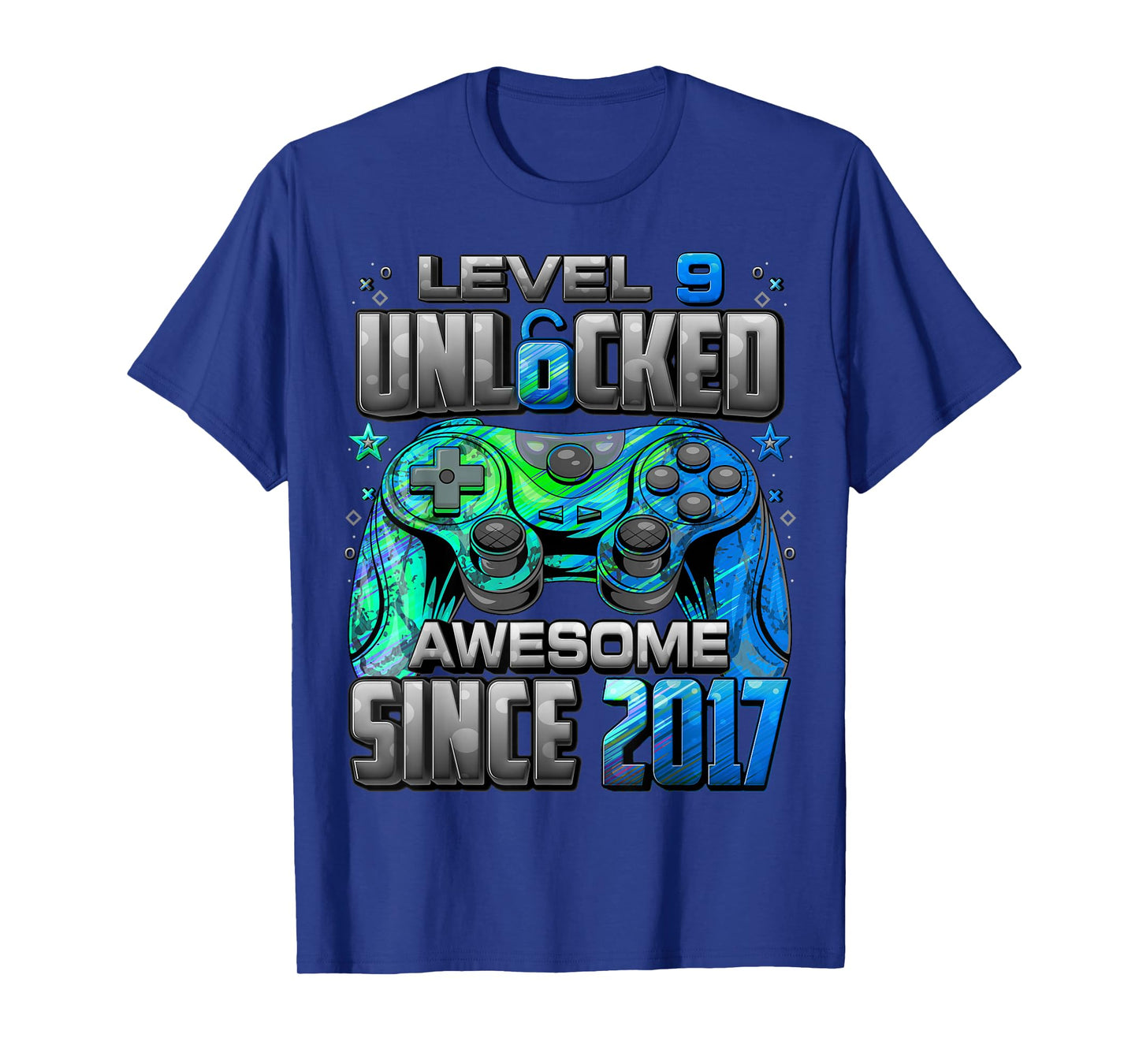 Level 9 Unlocked Awesome Since 2017 9th Birthday Gaming T-Shirt
