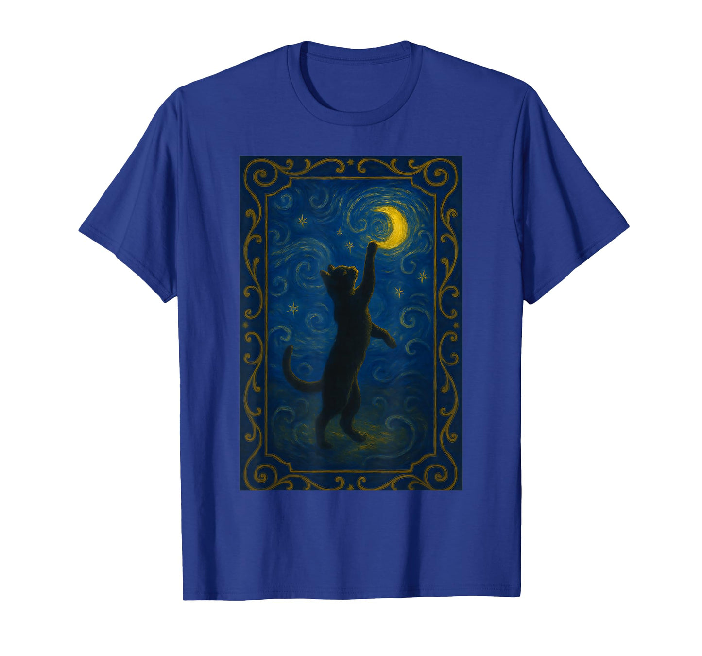 Cat Starry Night Van Gogh Cat Funny Cat Lover Mom Cat Dad T-Shirt