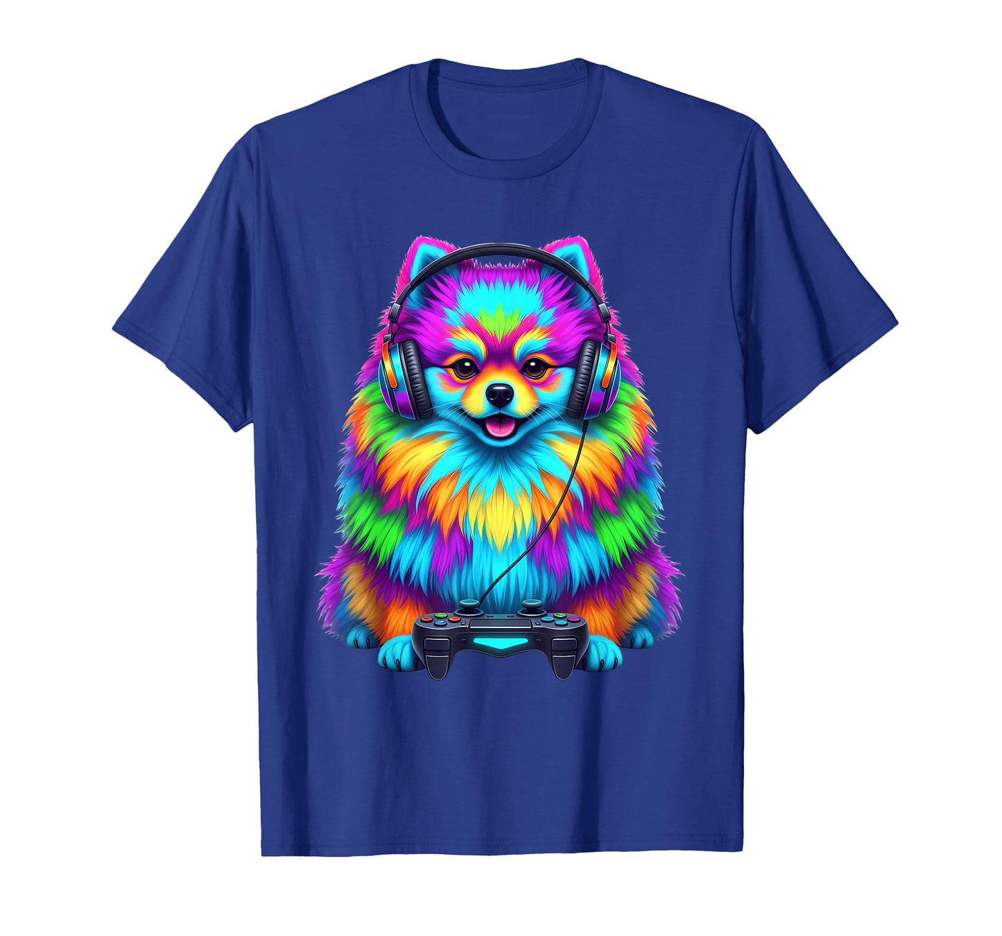 Colorful Pomeranian Video Game Gamer Dog Zoo Design T-Shirt