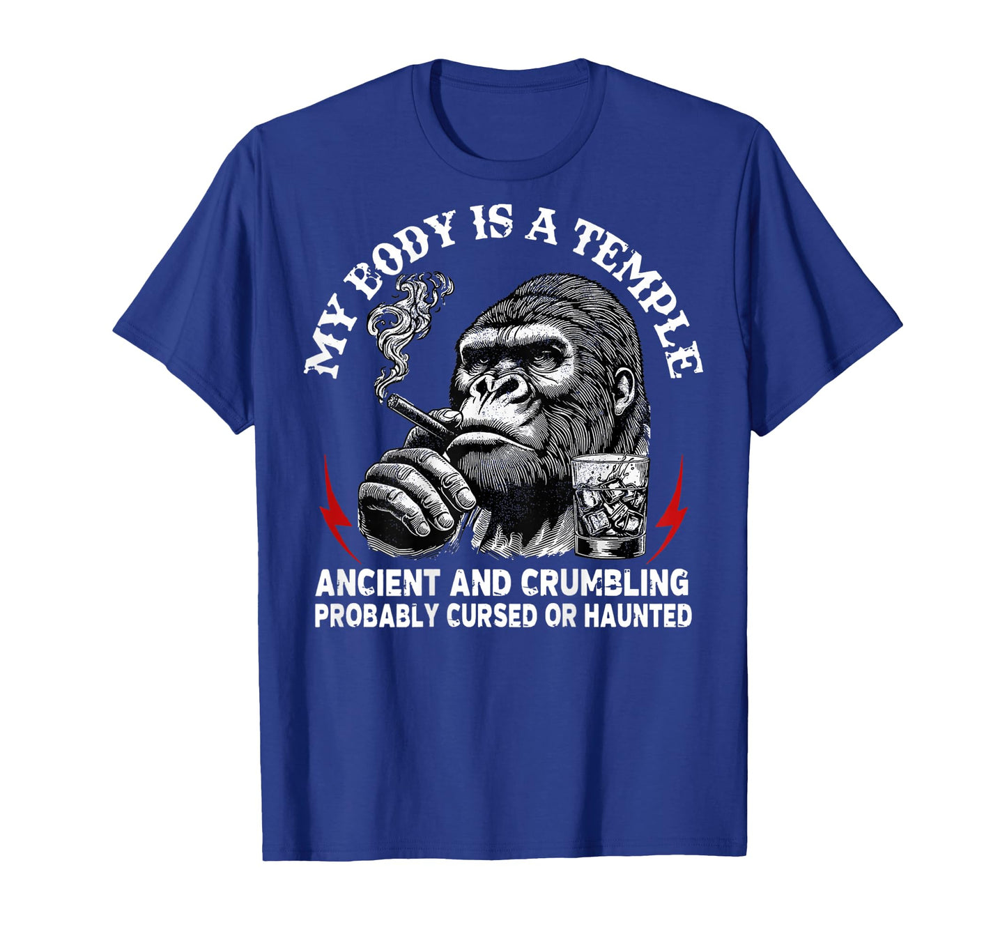 My Body is A Temple Ancient and Crumbling Monkey (On Back) T-Shirt