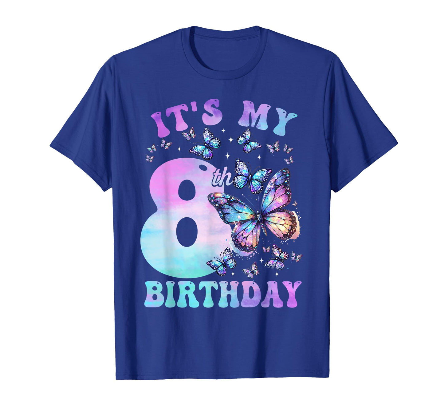 It's My 8th Birthday Girl Butterfly Themed 8 Year Old Kids T-Shirt