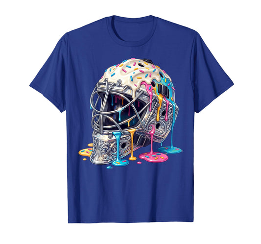 Baseball Catcher Mask Ice Cream Dripping Baseball Boys T-Shirt