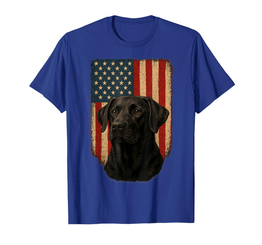 American Black Labrador Dog Owner USA Flag Patriot T-Shirt