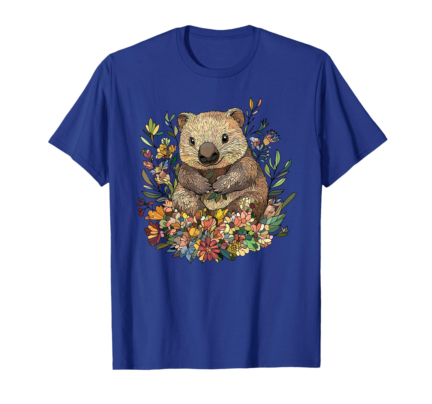 Cute Wombat Surrounded By Flowers T-Shirt