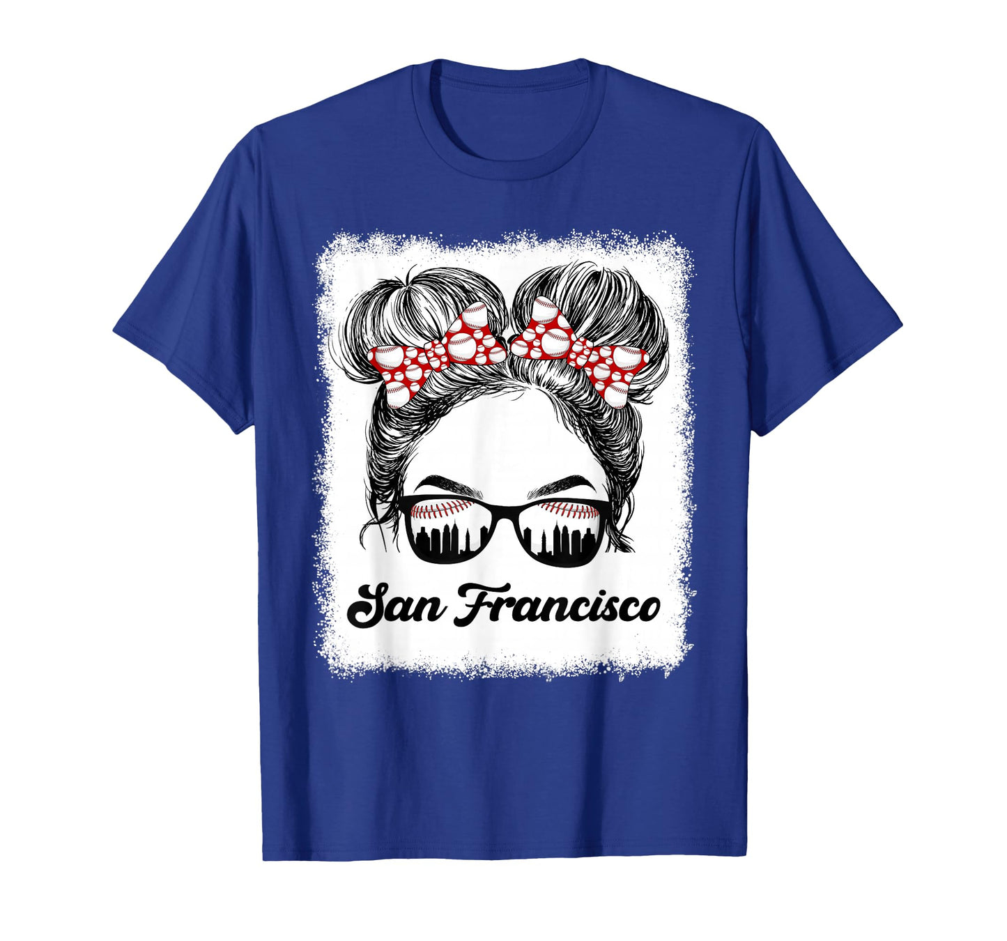 San Francisco Retro Baseball Messy Bun Girl Met At Game Day T-Shirt