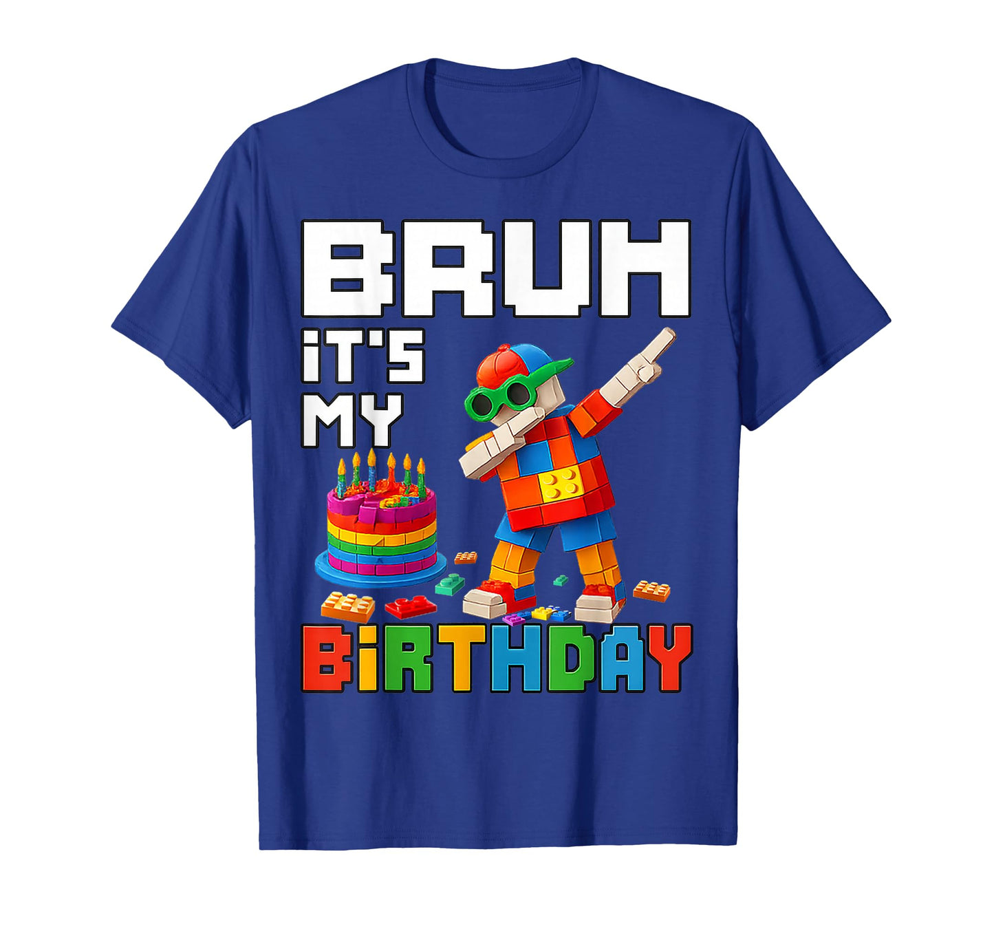 Bruh Its My Birthday Master Builder Block Brick Men Boy Kid T-Shirt
