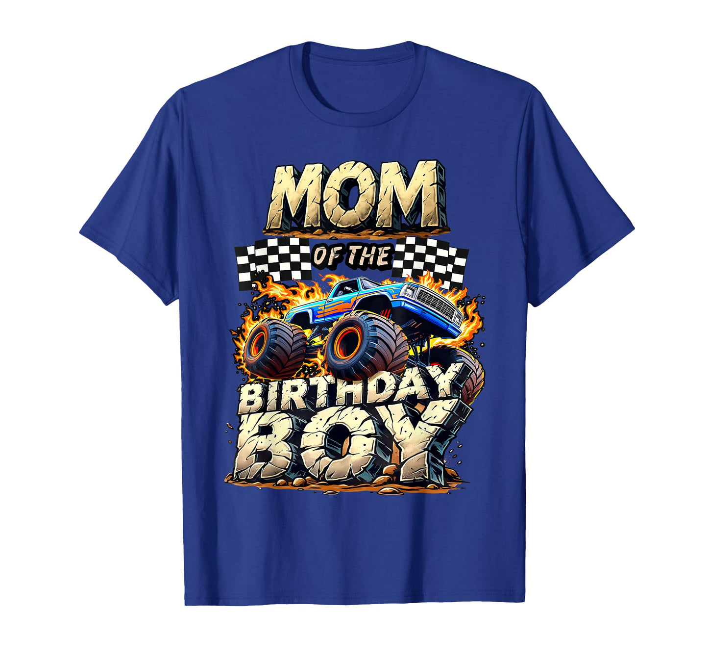 Mom Of The Birthday Boy Monster Truck Family Matching Party T-Shirt