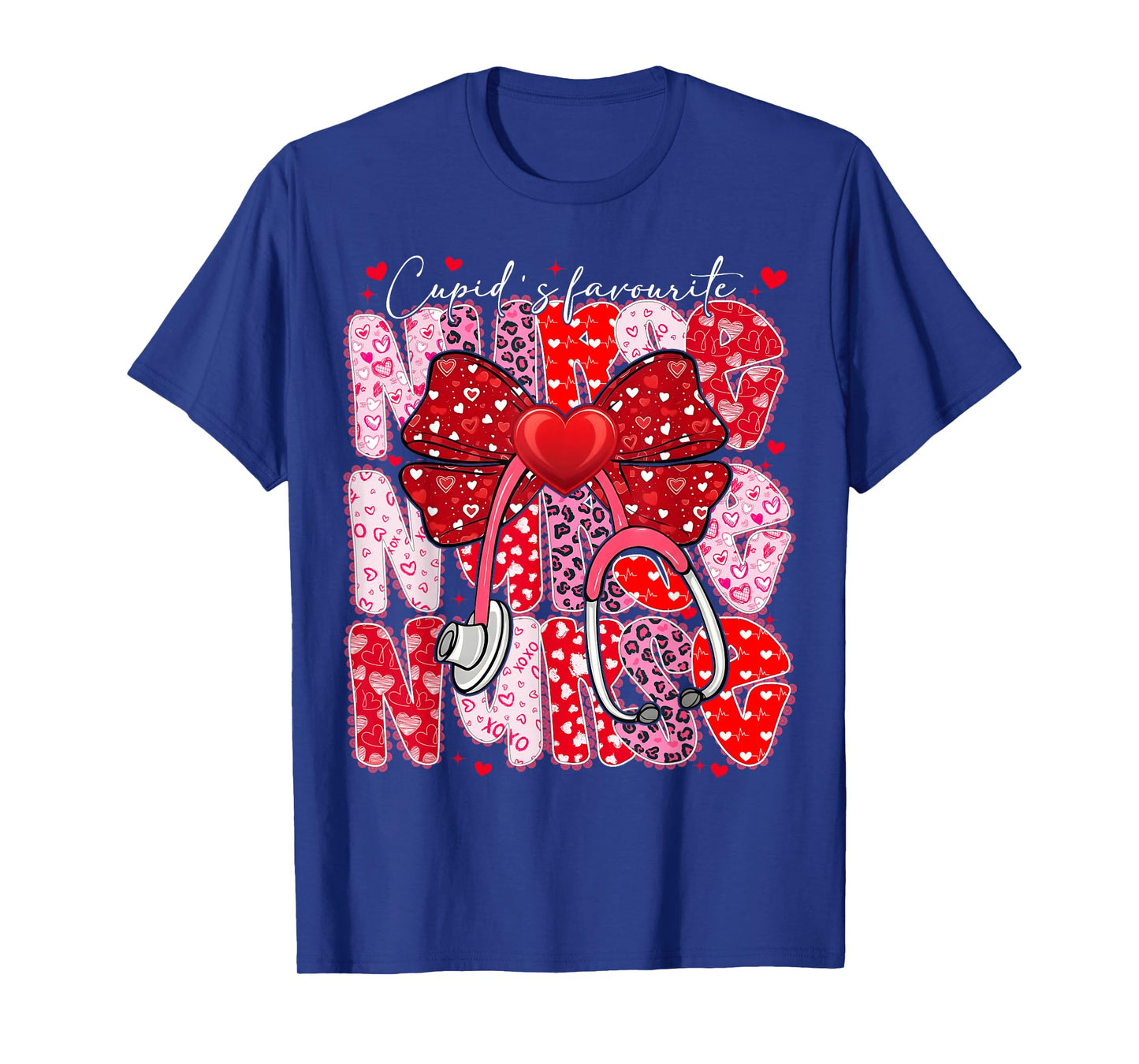 Cupid's Favorite Nurse Valentine Girl Women Coquette Bow T-Shirt