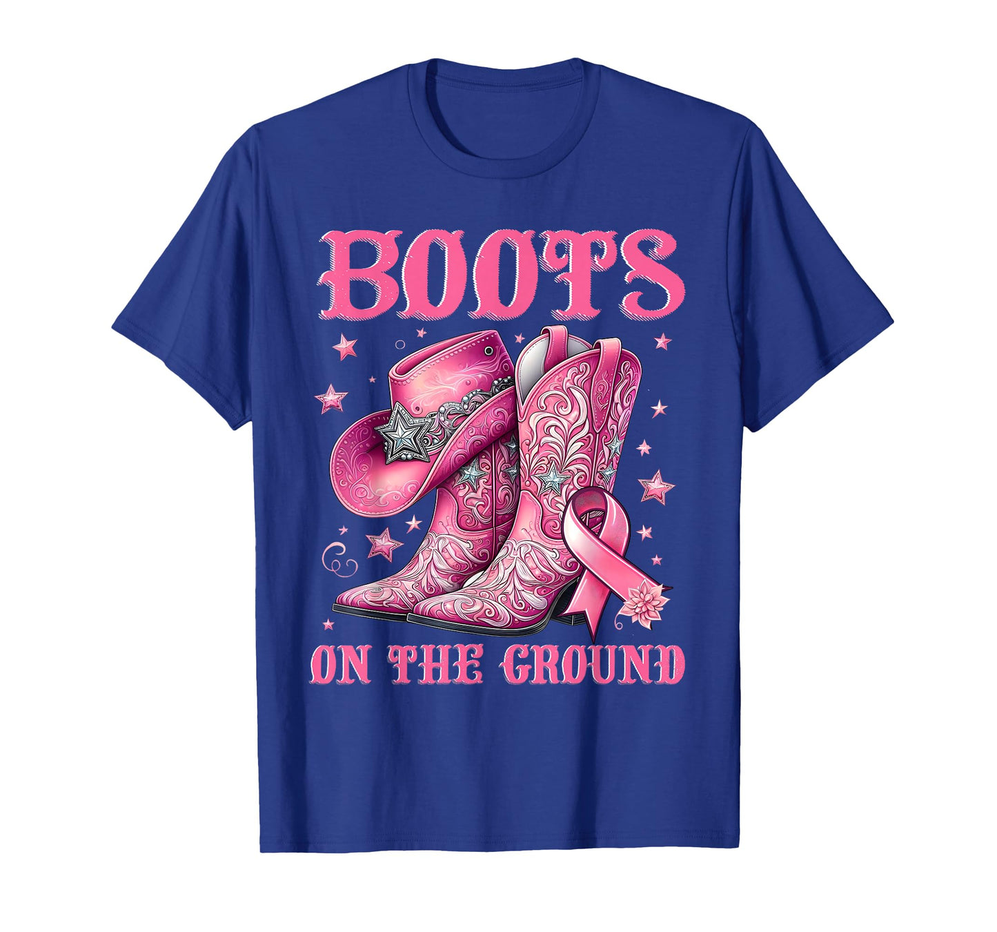 Boots On The Ground Cowgirl Western Breast Cancer Awareness T-Shirt