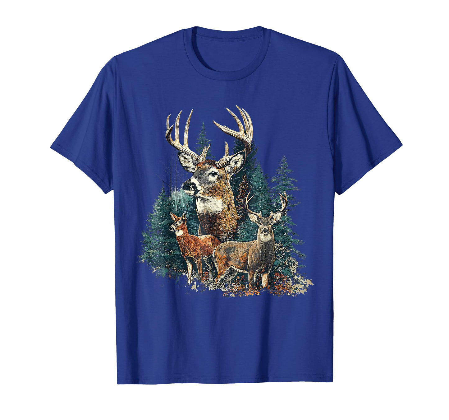 Retro Deer Hunting Mens Boys Hunter Nature Forest T-Shirt