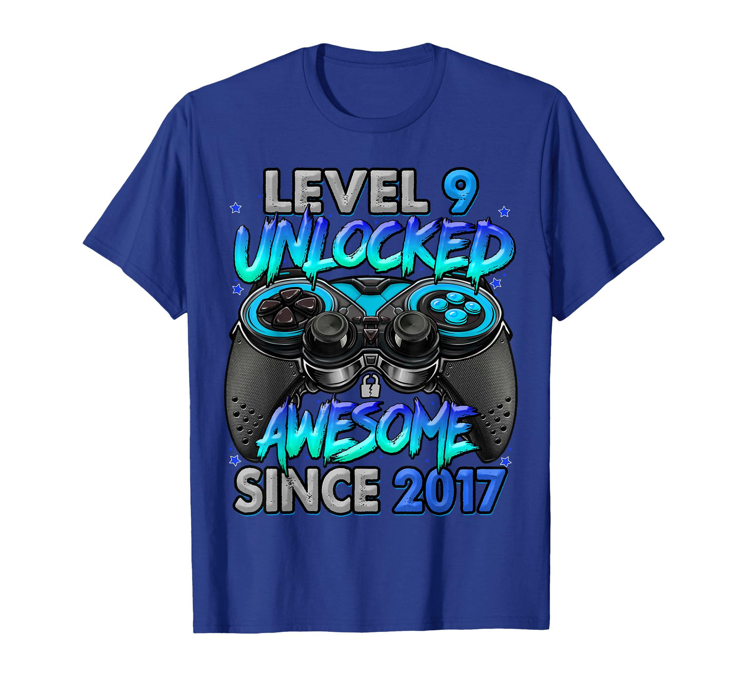 Level 9 Unlocked Awesome Since 2017 9th Birthday Gaming T-Shirt
