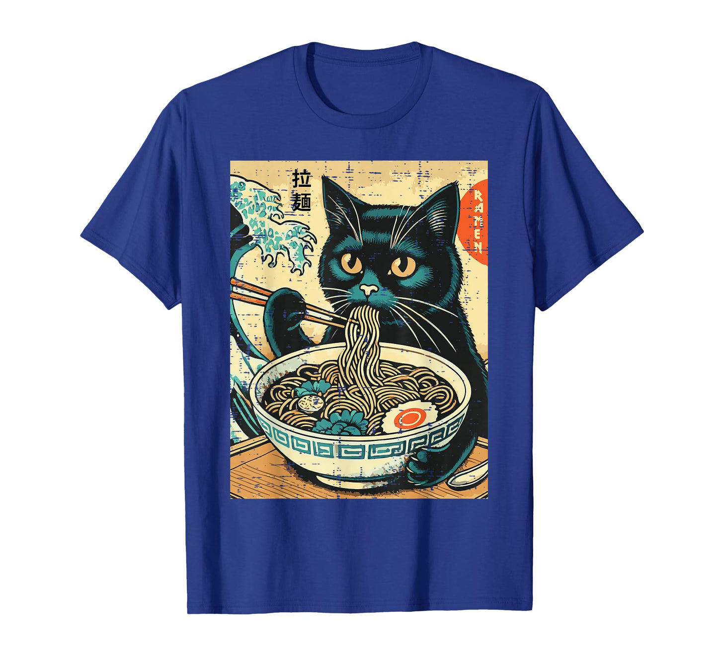 Japanese Cat Ramen Great Wave Vintage Art Food Men Women Kid T-Shirt