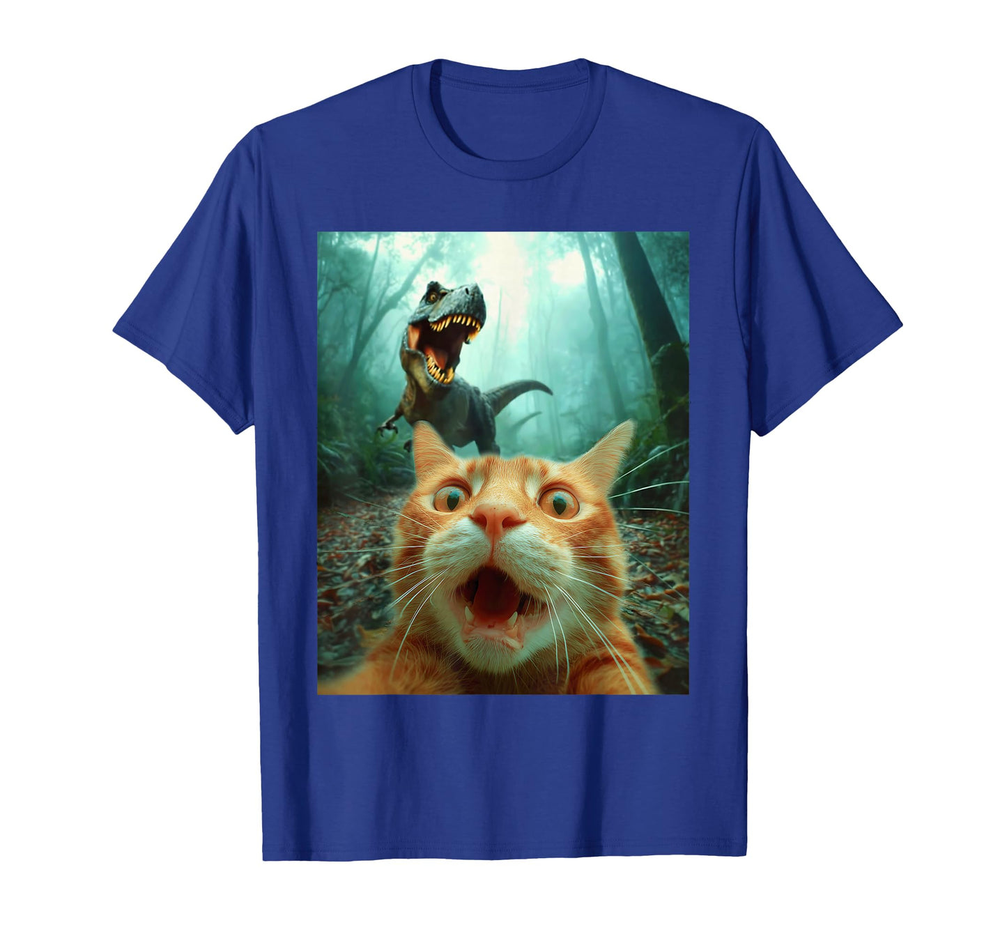 Cat Selfie with T-Rex Dinosaur Trex Dino Men Women Kids T-Shirt