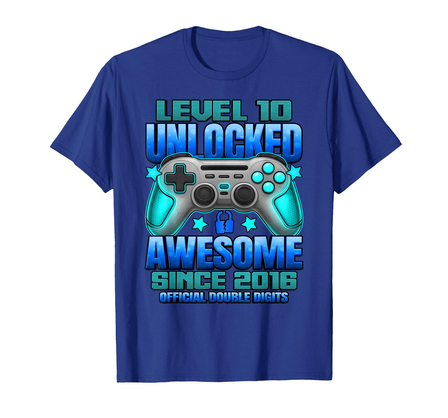 Official Double Digits Level 10 Unlocked 10th Birthday Boy T-Shirt