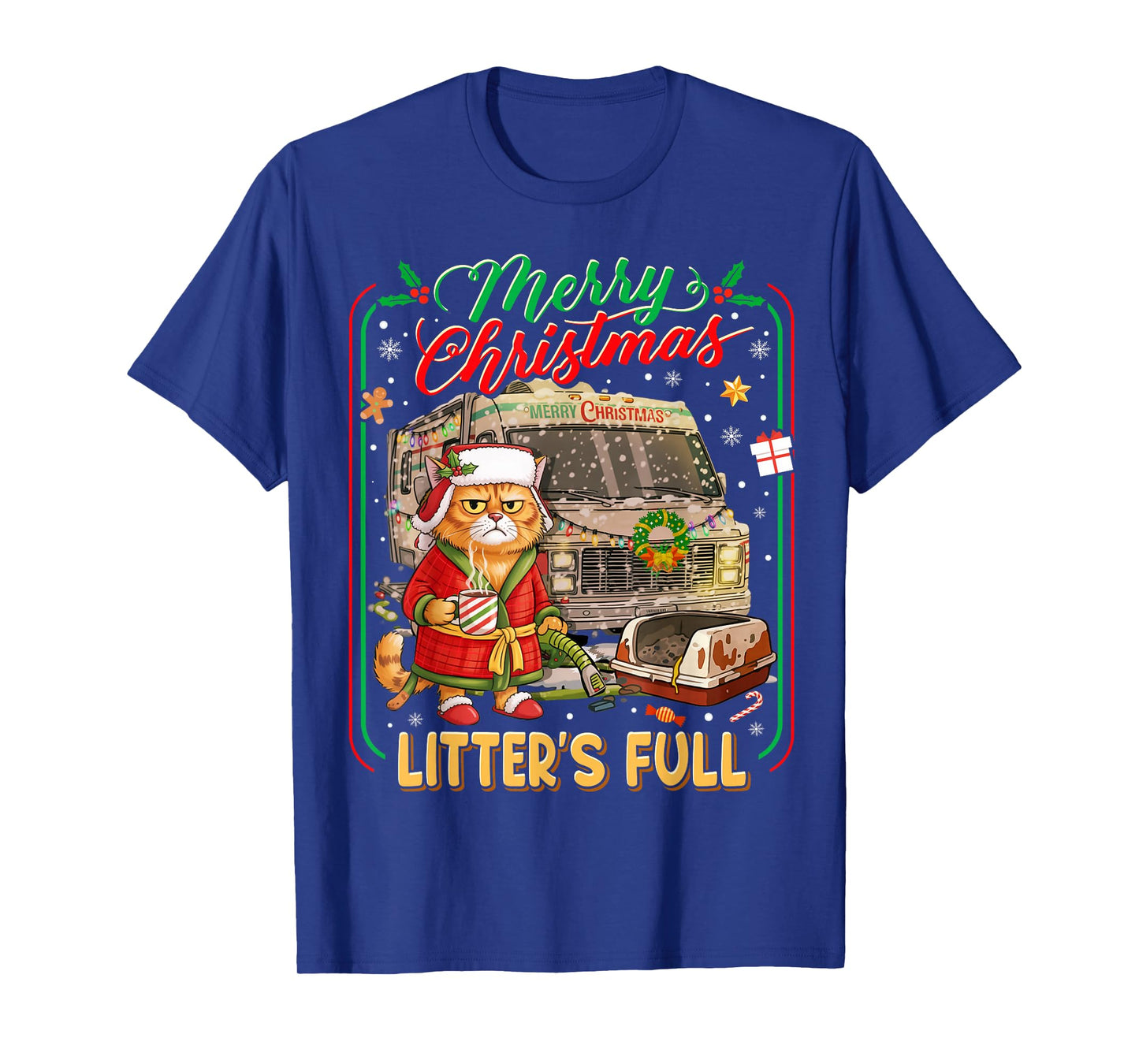 Merry Christmas Litter’s Full Funny Cat RV Holiday T-Shirt