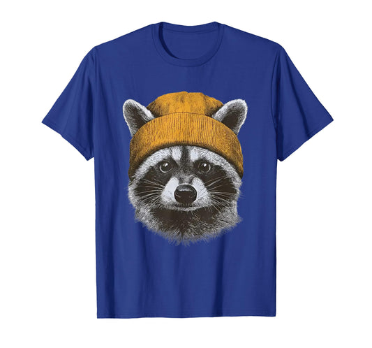 Retro Raccoon Wearing Beanie T-Shirt