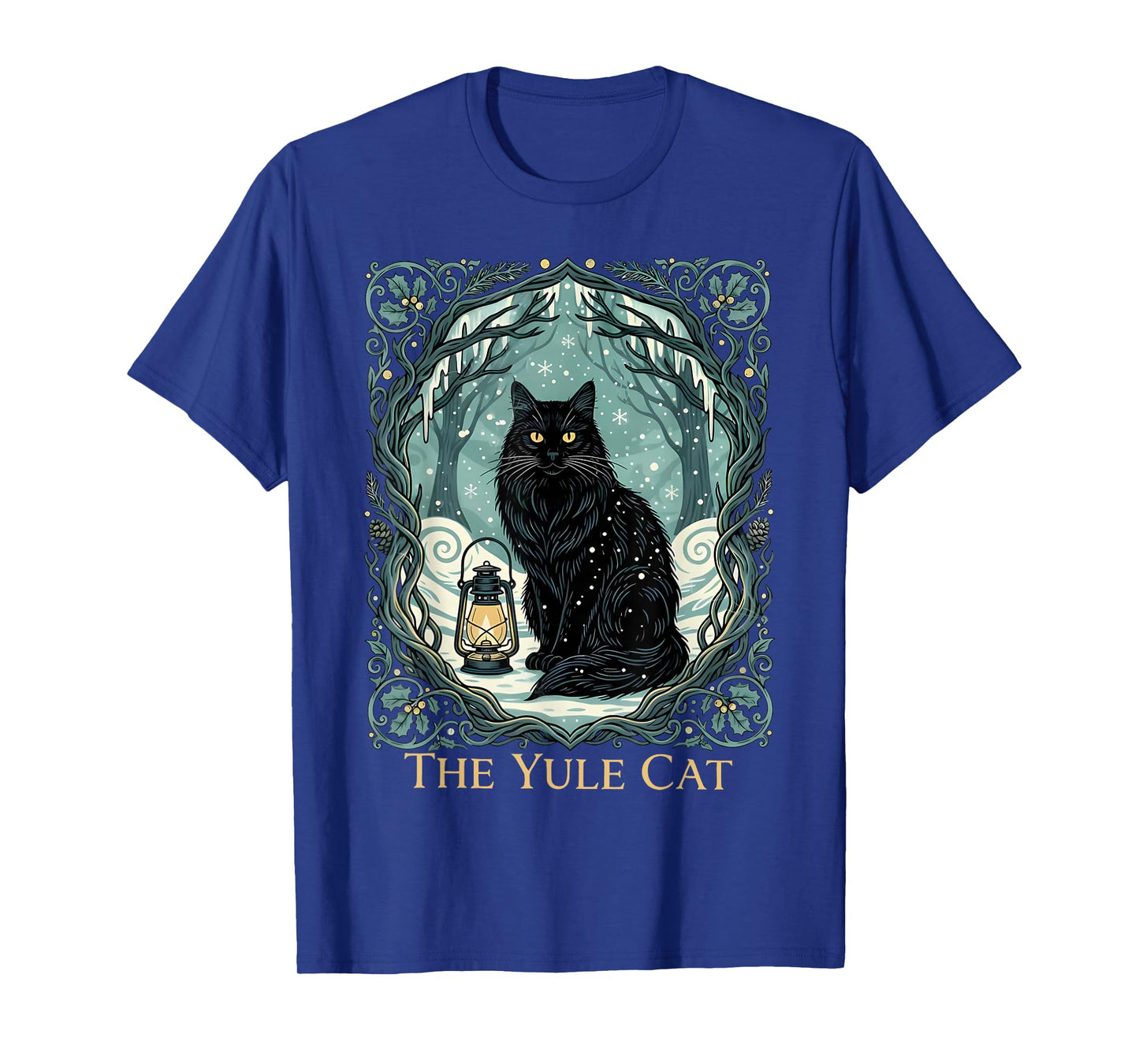 Creepmas Vintage The Yule Cat Tarot Card Dark Christmas T-Shirt
