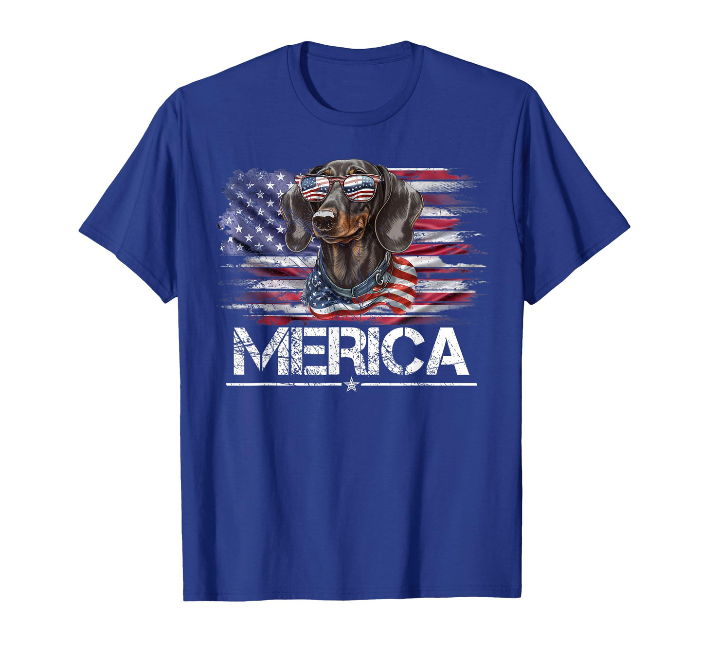 Vintage Dachshund Dog, Merica Weiner Dog USA Flag Funny Women Kids Men T-Shirt