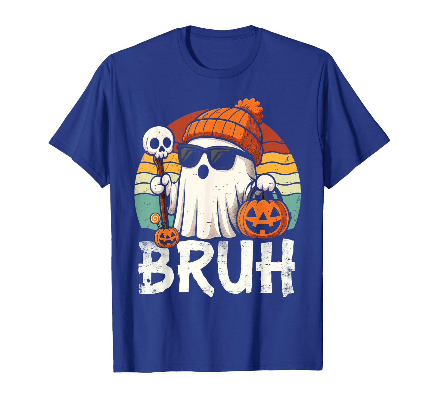 Bruh Ghost Halloween Cute Ghost Trick Or Treat Candy Kids T-Shirt
