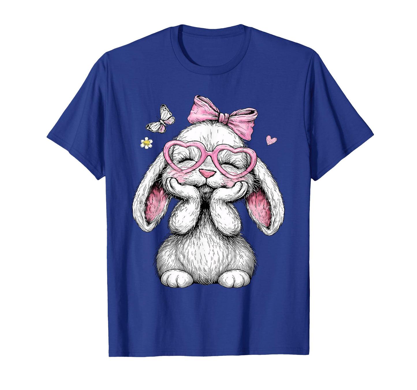 Girls Easter Cute Bunny Face Pink Easter Kids Toddler Girls T-Shirt