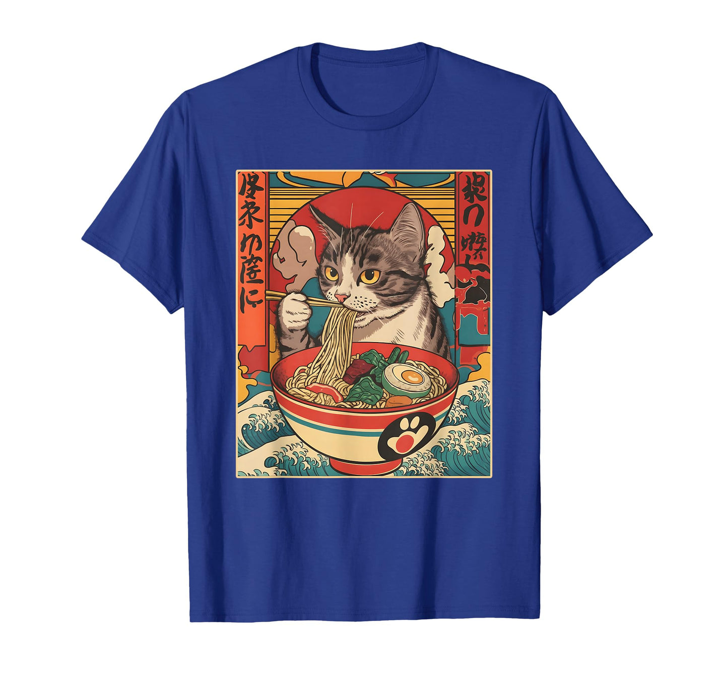 Kawaii Cat Eating Ramen Noodles Funny Anime Gift Girls Teens T-Shirt