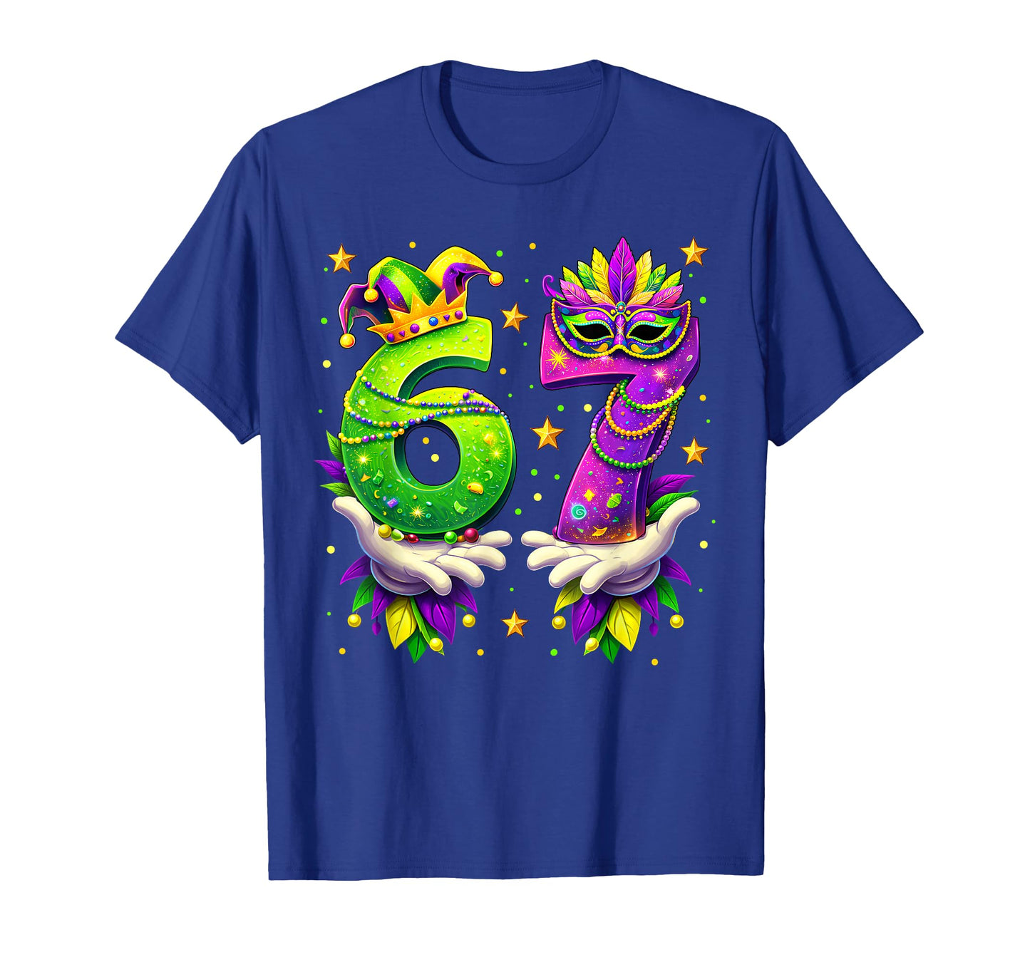 Mardi Gras Carnival Six Seven Beads 6 7 Meme Girls Boys Kids T-Shirt