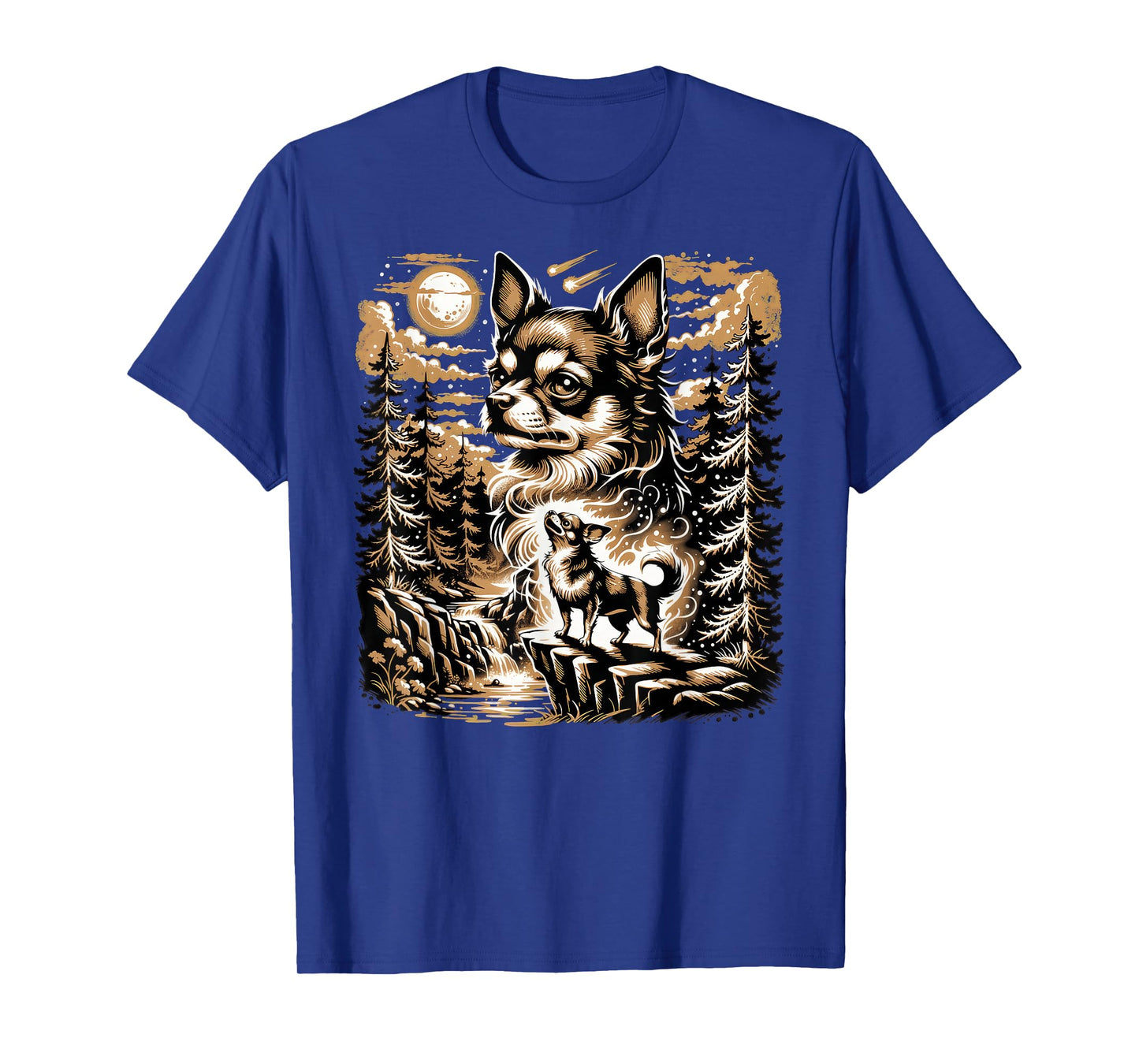 Chihuahua Howling to The Moon Vintage T-Shirt