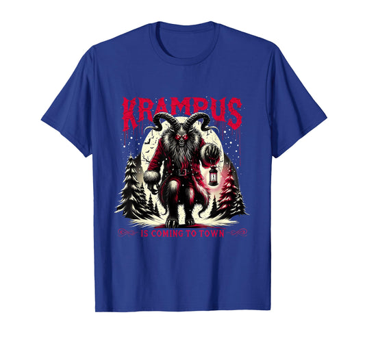 Krampus is Coming to Town Dark Christmas Horror Xmas Monster T-Shirt