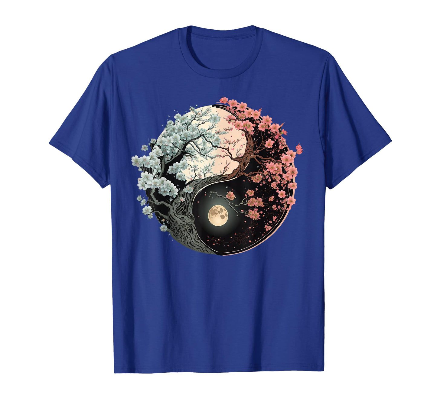 Taoism Yin Yang Cherry Blossom on Taijitu Yin Yang T-Shirt