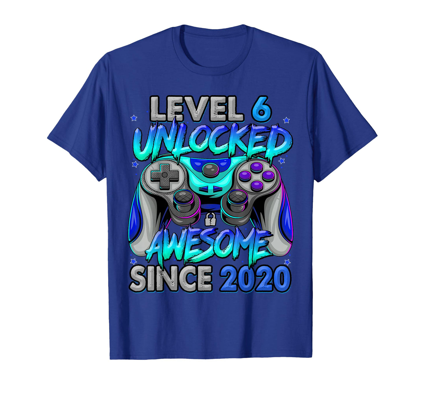 Level 6 Unlocked Awesome Since 2020 6th Birthday Gaming T-Shirt