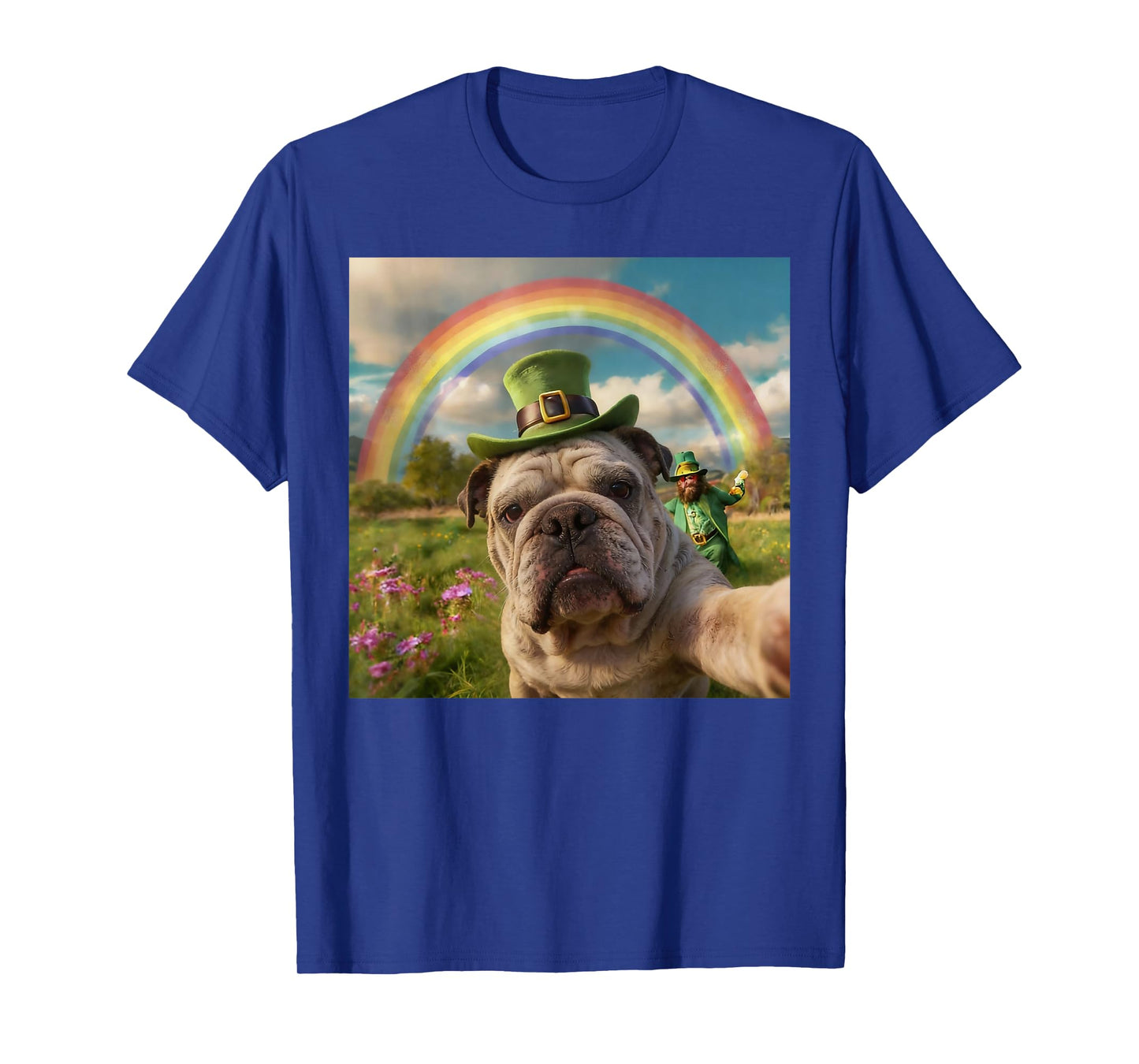Bulldog Selfie with Leprechaun Funny Dog St. Patrick’s Day T-Shirt