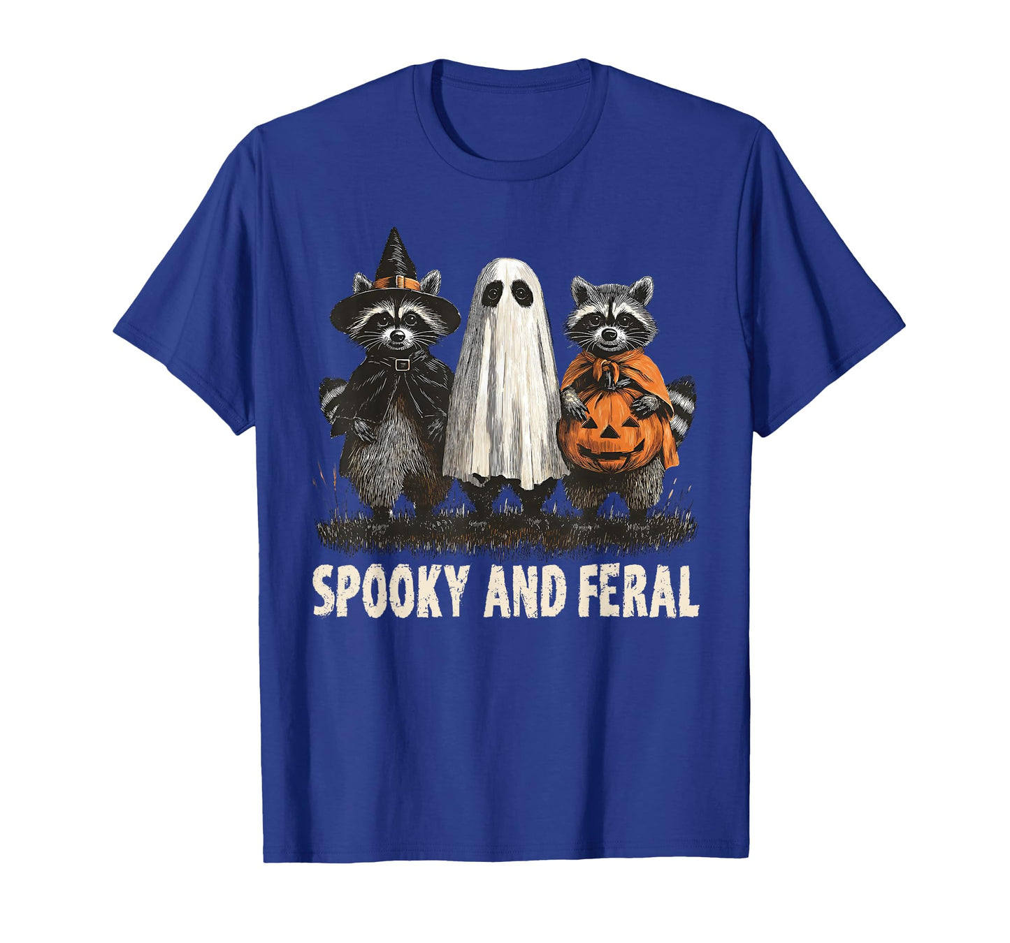 Spooky And Feral Halloween Cute Ghost Raccoon Trick Or Treat T-Shirt