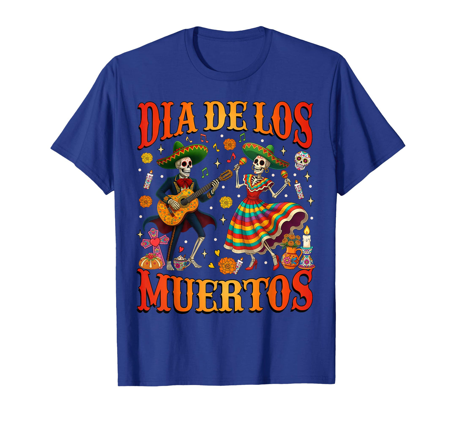 Dia De Los Muertos Dancing Skeletons Guitar Day of The Dead T-Shirt