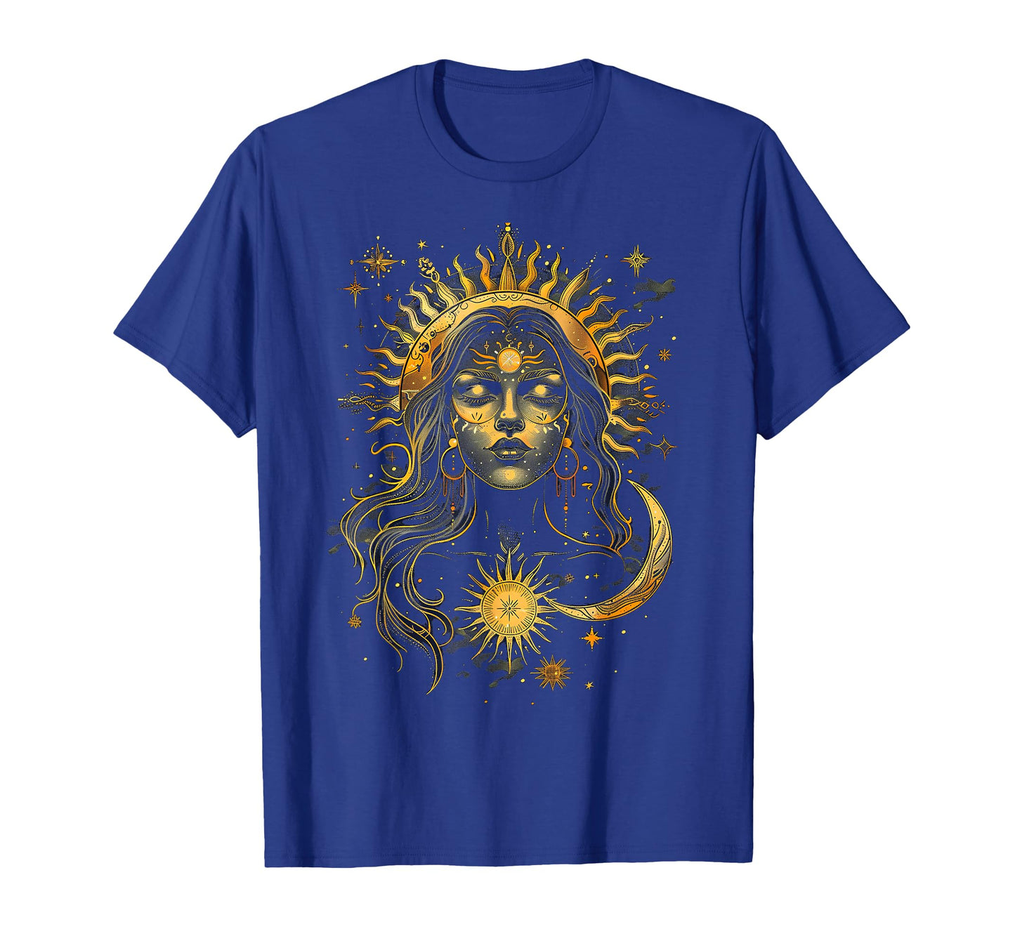 mystic sun and moon woman mystical flowers aesthetic T-Shirt