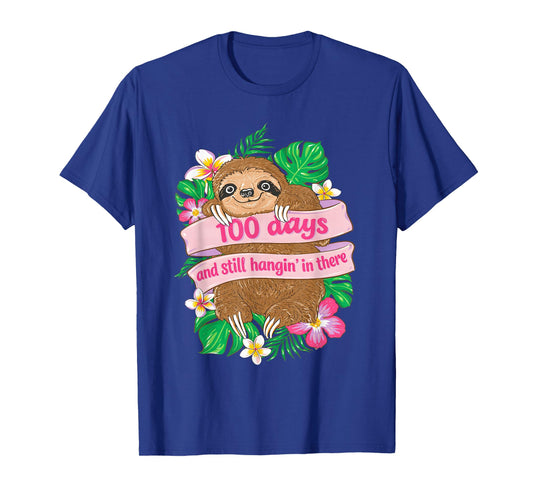 100 Days and Still Hangin in There Sloth 100th Day of School T-Shirt