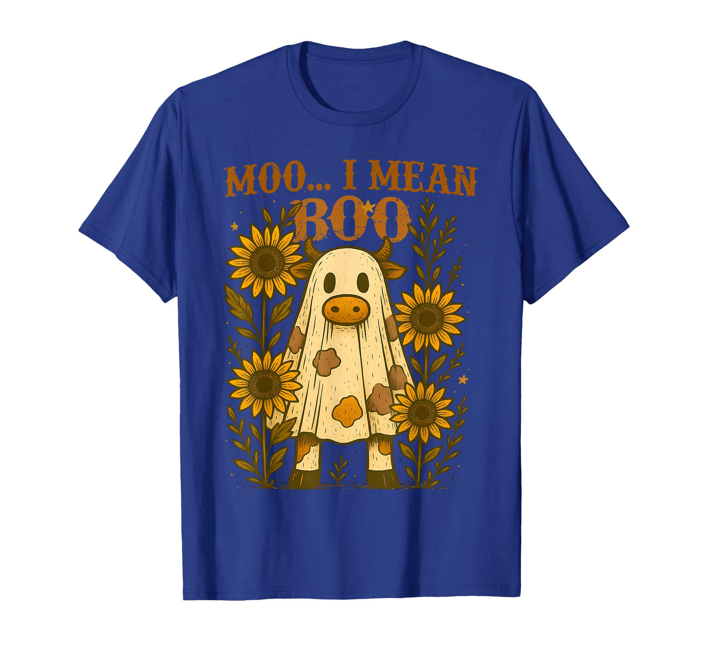 Moo I Mean Boo Funny Cow Ghost Halloween Costume Men Women T-Shirt