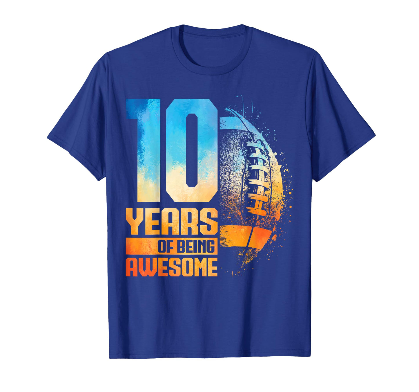 10th Birthday Retro American Football 10 Years Old Boy Girl T-Shirt