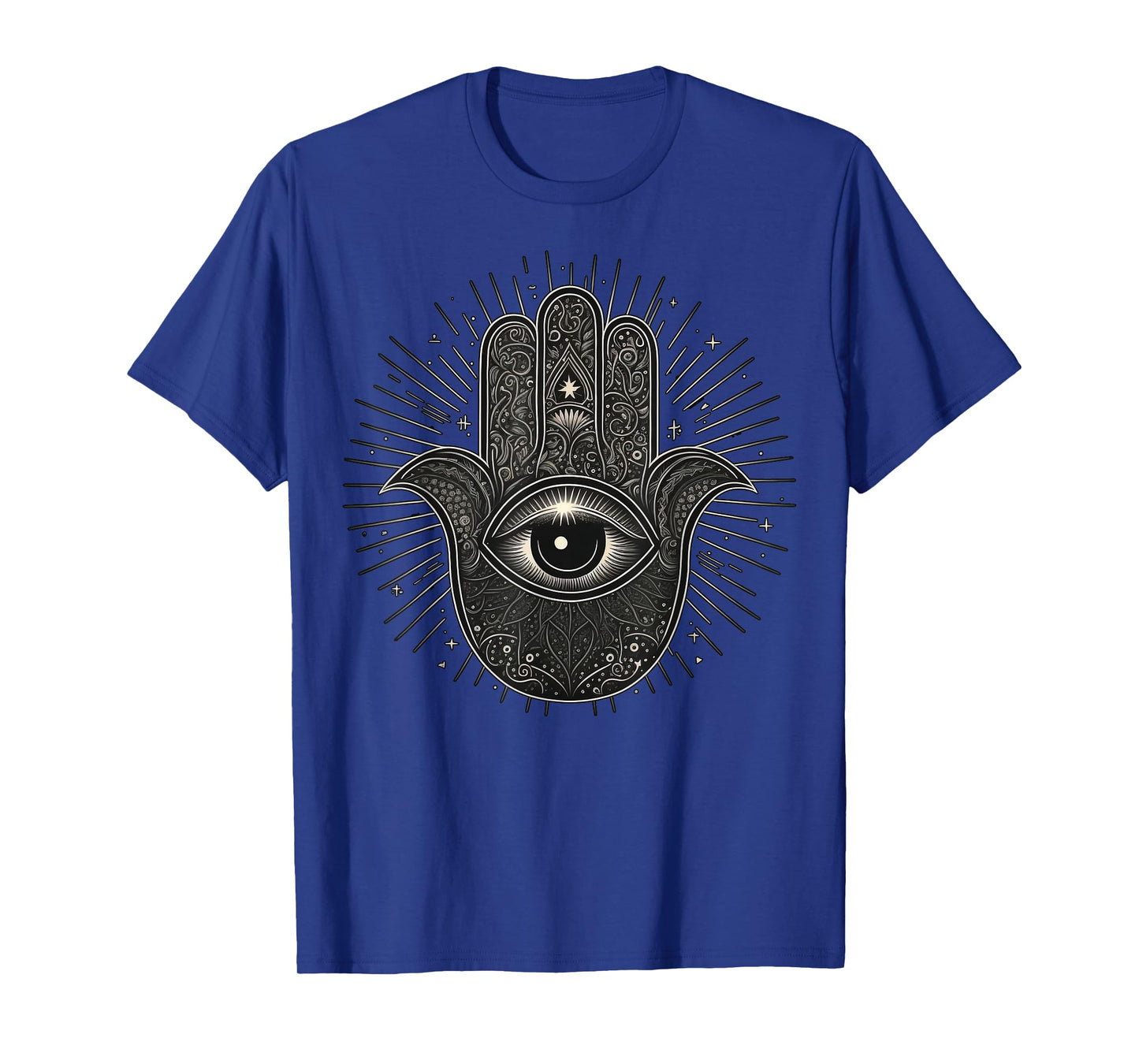 Khamsah or Hand of Fatima on Black and White Hand of Hamsa T-Shirt