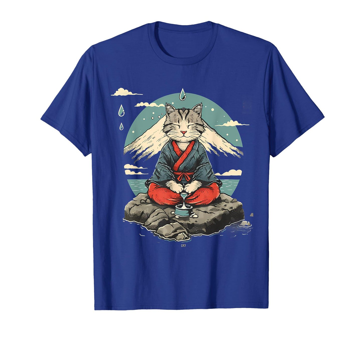 Cat Meditation Mountain Yoga Buddhist Zen Buddha Hindu Men Women Girls Kids T-Shirt