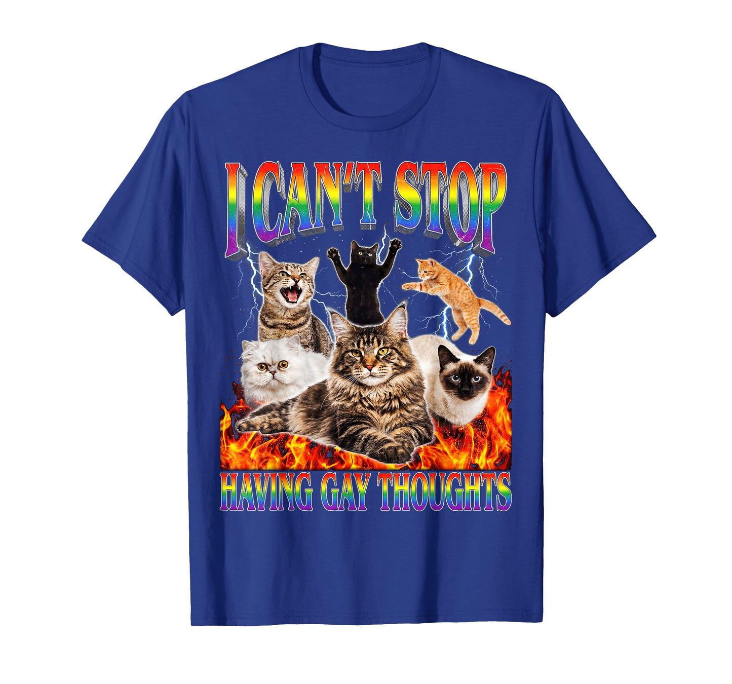Funny Cat I Can't Stop Having Gay Thoughts LGBTQ Queer T-Shirt