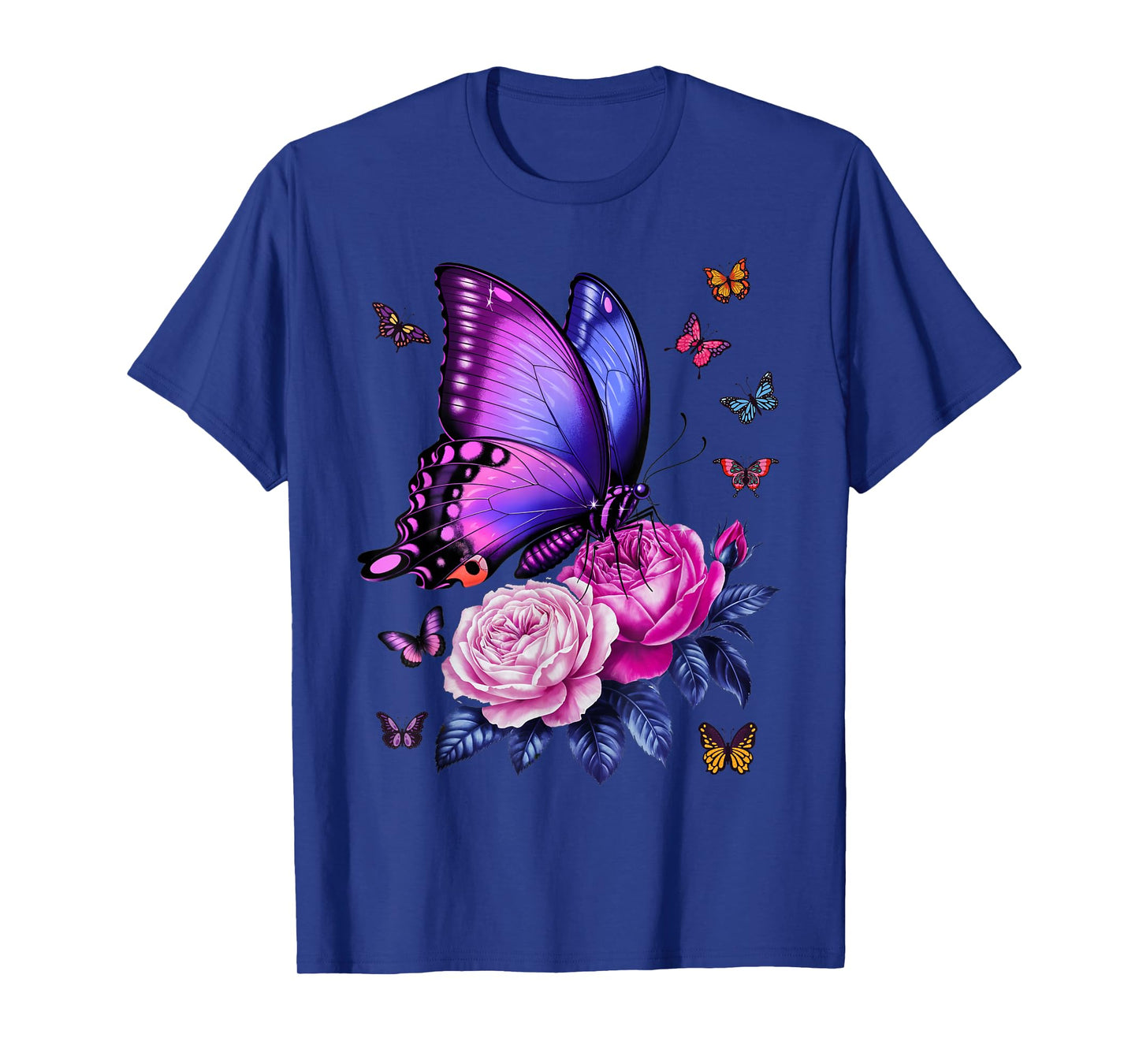 Beautiful Butterfly Purple Rose Butterfly Lovers Women T-Shirt