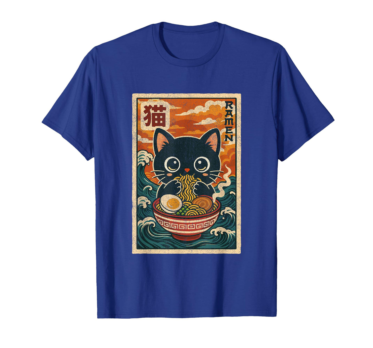 Cute Retro Vintage Japanese Anime Funny Kawaii Ramen Cat T-Shirt