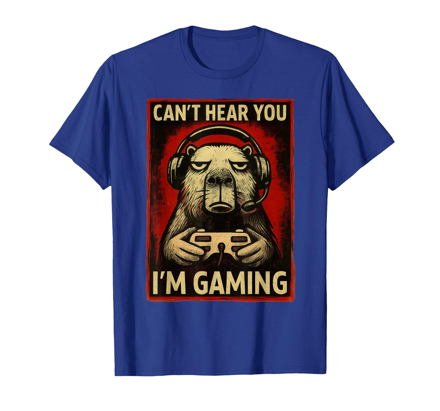 Funny Capybara Gamer Graphic Tee Men Boys Teens Video Gaming T-Shirt
